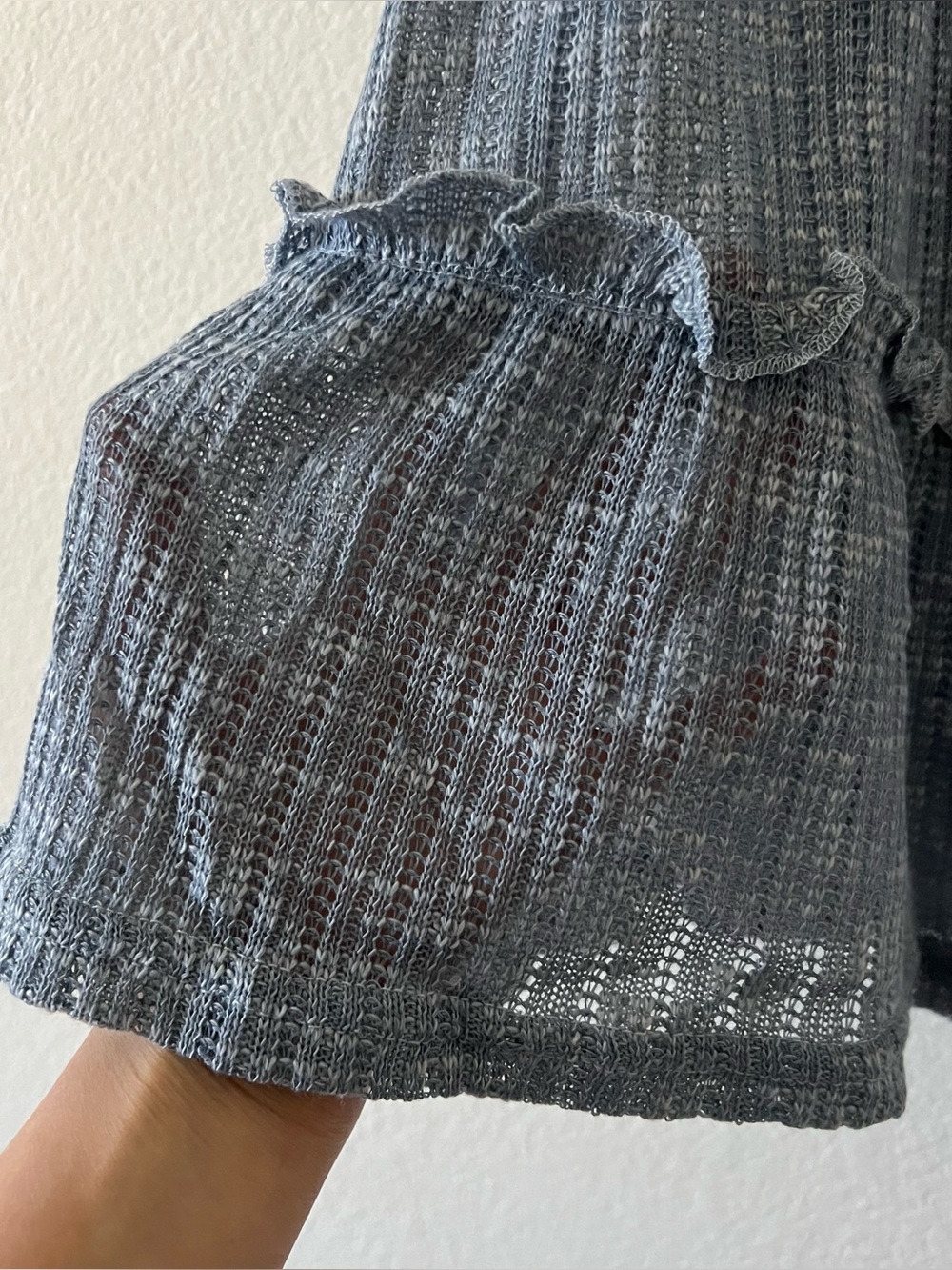 NWT Umgee Ruffle Tiered Babydoll Knit Tunic Tank Top Blue Grey Medium - Picture 9 of 15